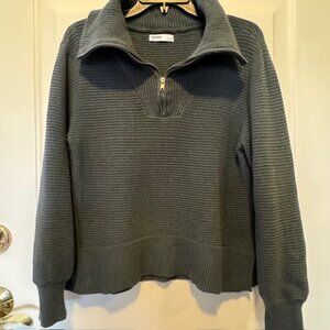 Sonoma Green 1/4 Zip Ribbed Sweater Funnel Neck Size L